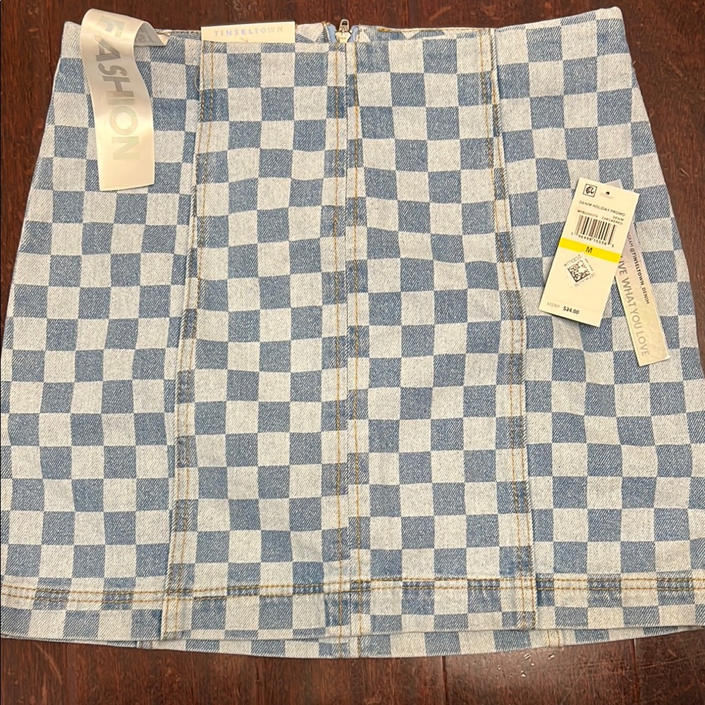 Tinseltown Blue and White A-line Mini Skirt